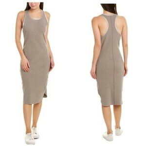 James Perse WLRK6410 Satin Trim Rib Knit Tank Dress Yak Brown Size 1 Small